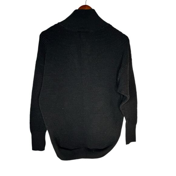 Offline by Aerie Ribbed Quarter Zip Long Sleeve Oversized Knit Black Medium - Picture 5 of 8